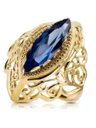 Anneau Saphir Or jaune 14 carats Style vintage vrc017y